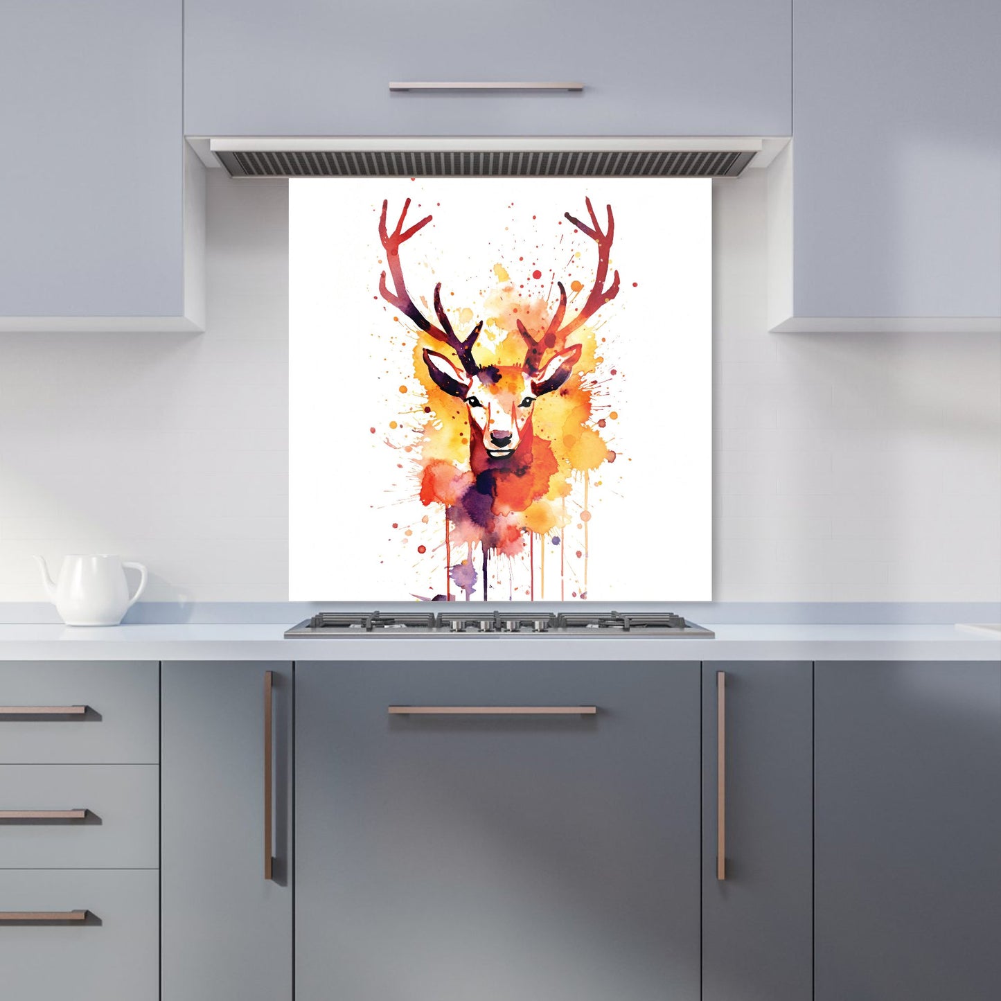 Watercolour Stag Face Kitchen Splashback