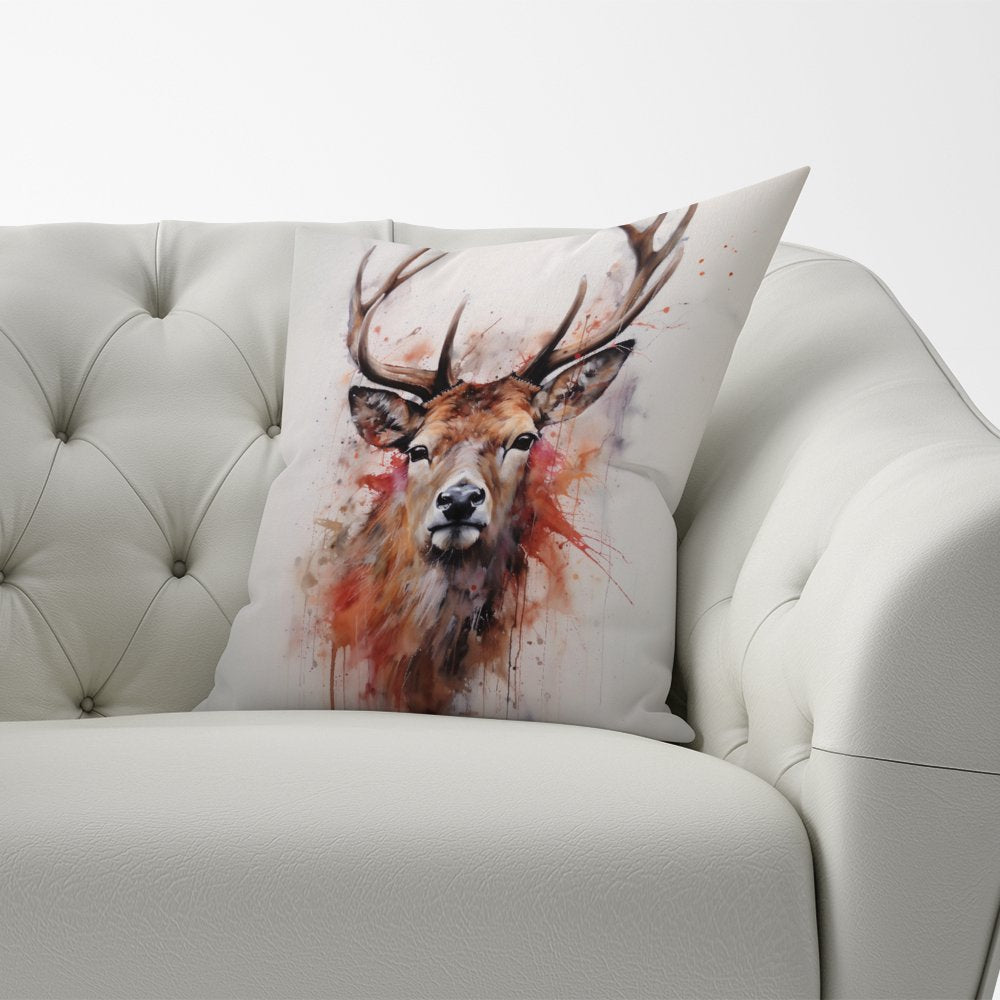 Watercolour Splashart Stag Face Cushions