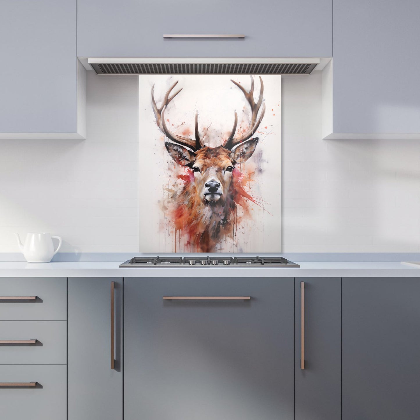 Watercolour Splashart Stag Face Kitchen Splashback