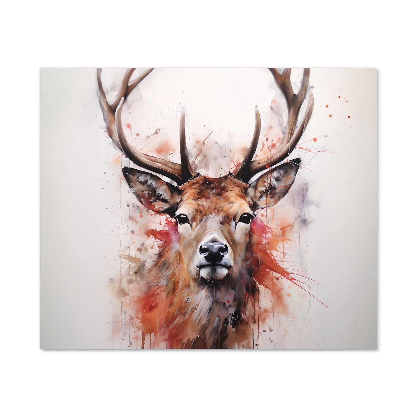 Watercolour Splashart Stag Face Kitchen Splashback