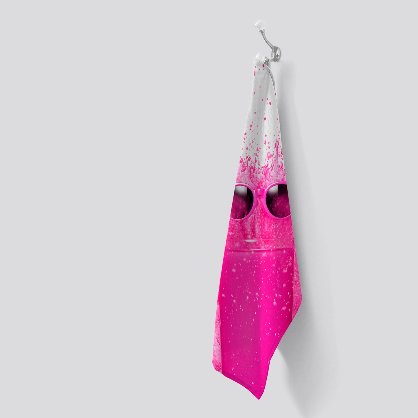 Pink Splashart Glass With Glasses Tea Towel