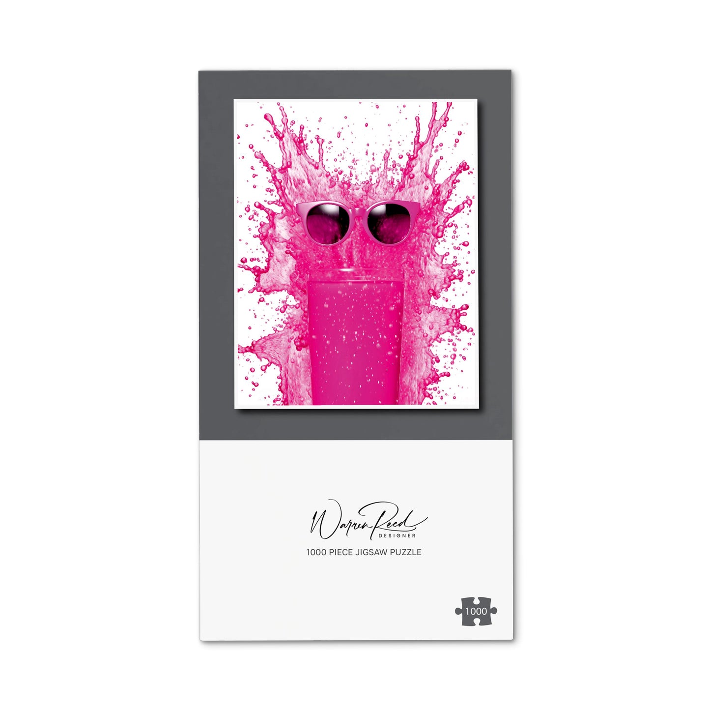 Pink Splashart Glass With Glasses Jigsaw Puzzle
