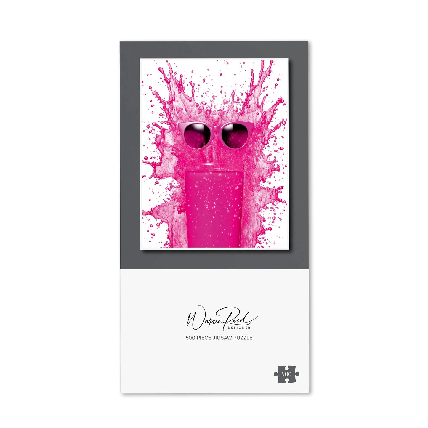 Pink Splashart Glass With Glasses Jigsaw Puzzle
