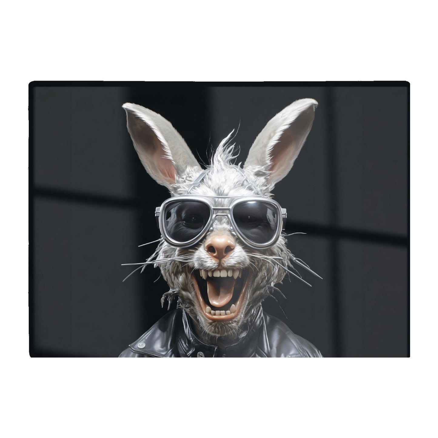 Funky Rabbit Face With Glasses Glass Chopping Board