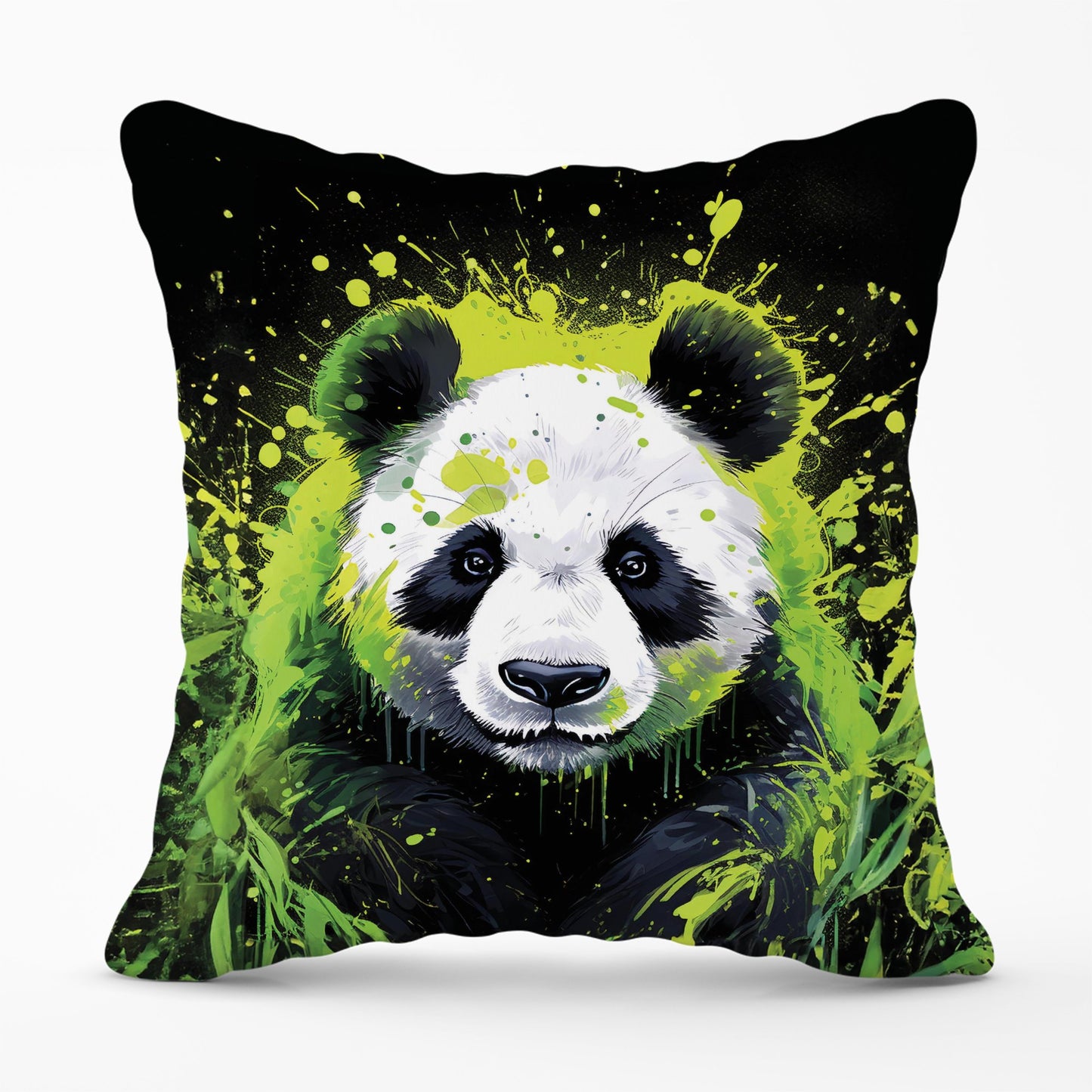Green Splashart Panda Face Cushions