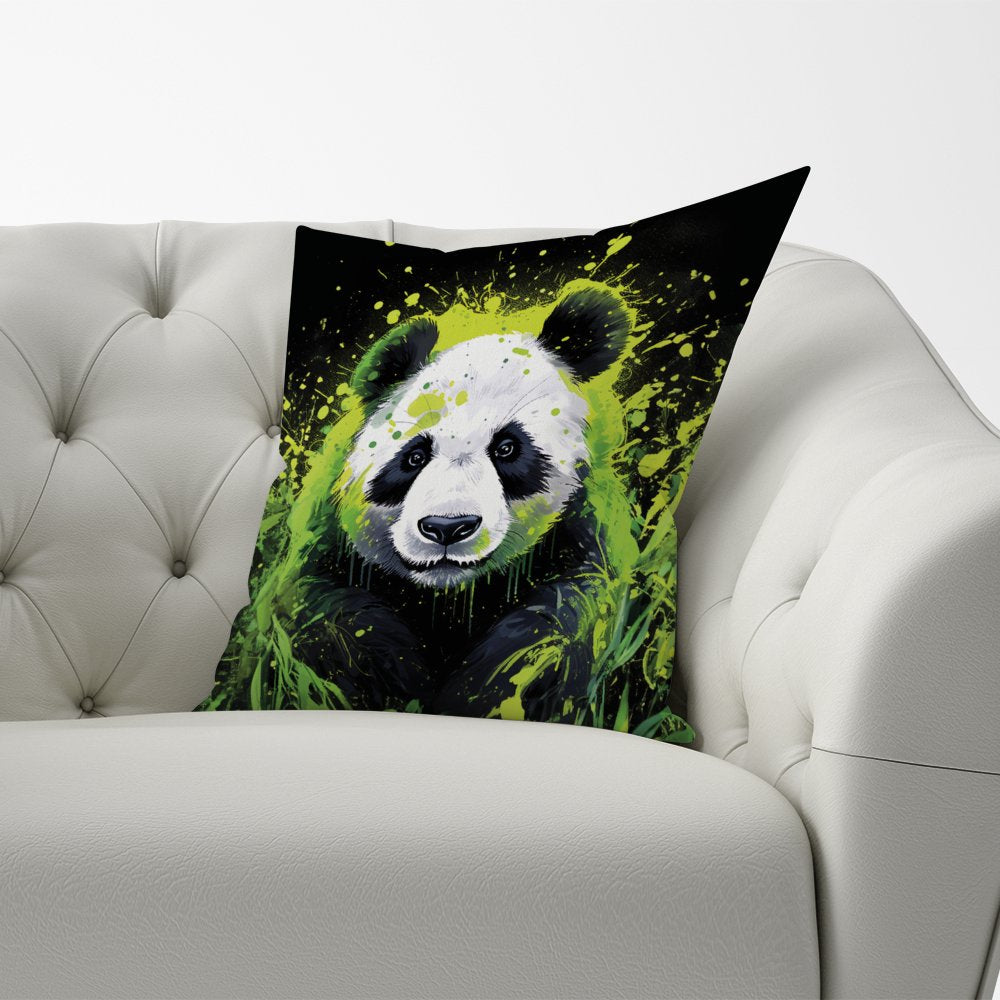 Green Splashart Panda Face Cushions