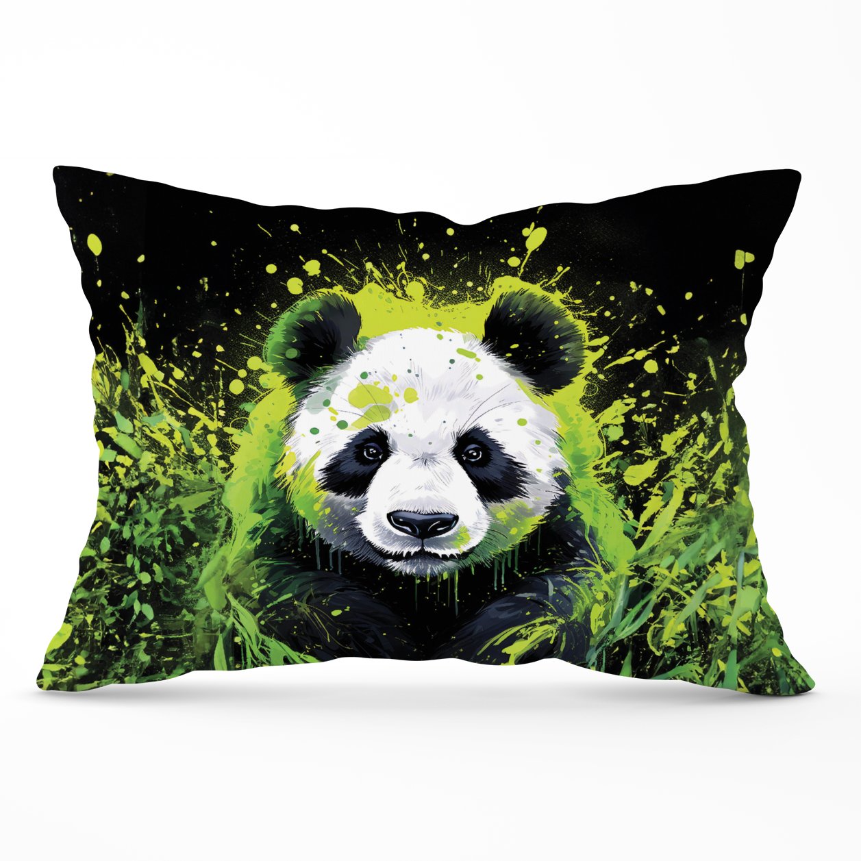 Green Splashart Panda Face Cushions