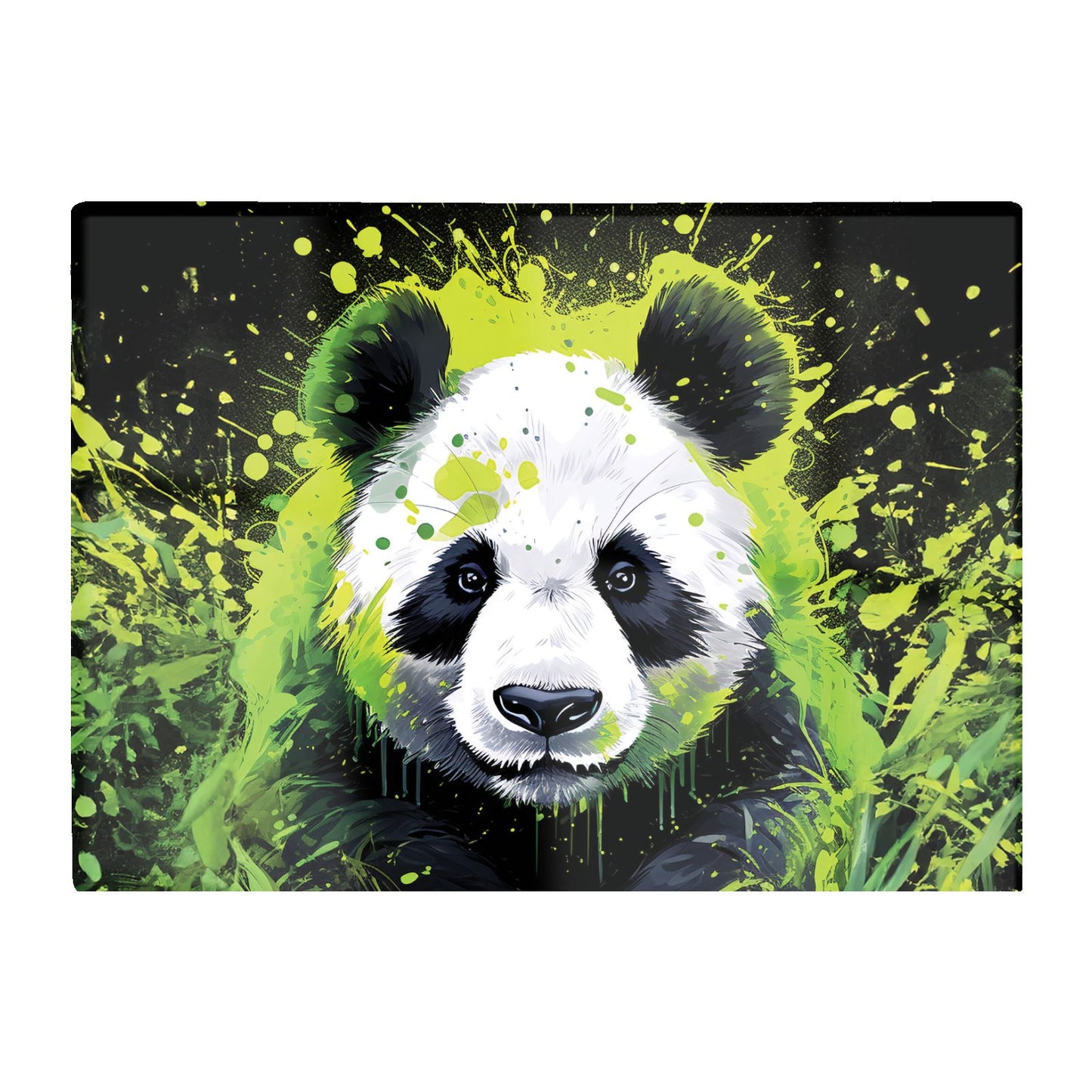 Green Splashart Panda Face Glass Chopping Board