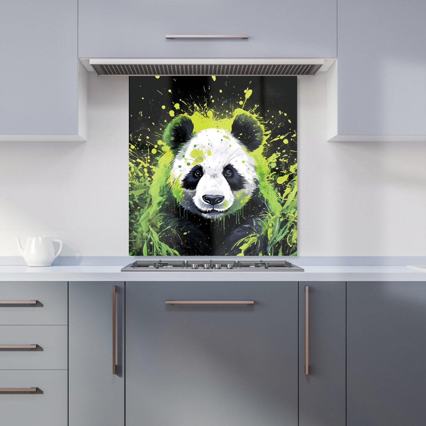 Green Splashart Panda Face Kitchen Splashback