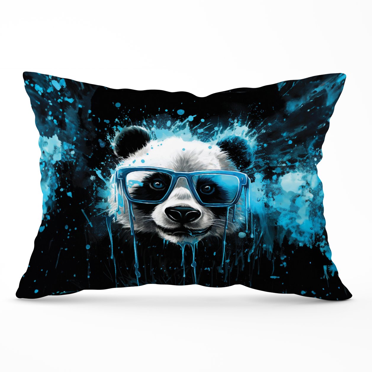 Blue Splashart Panda Face Cushions