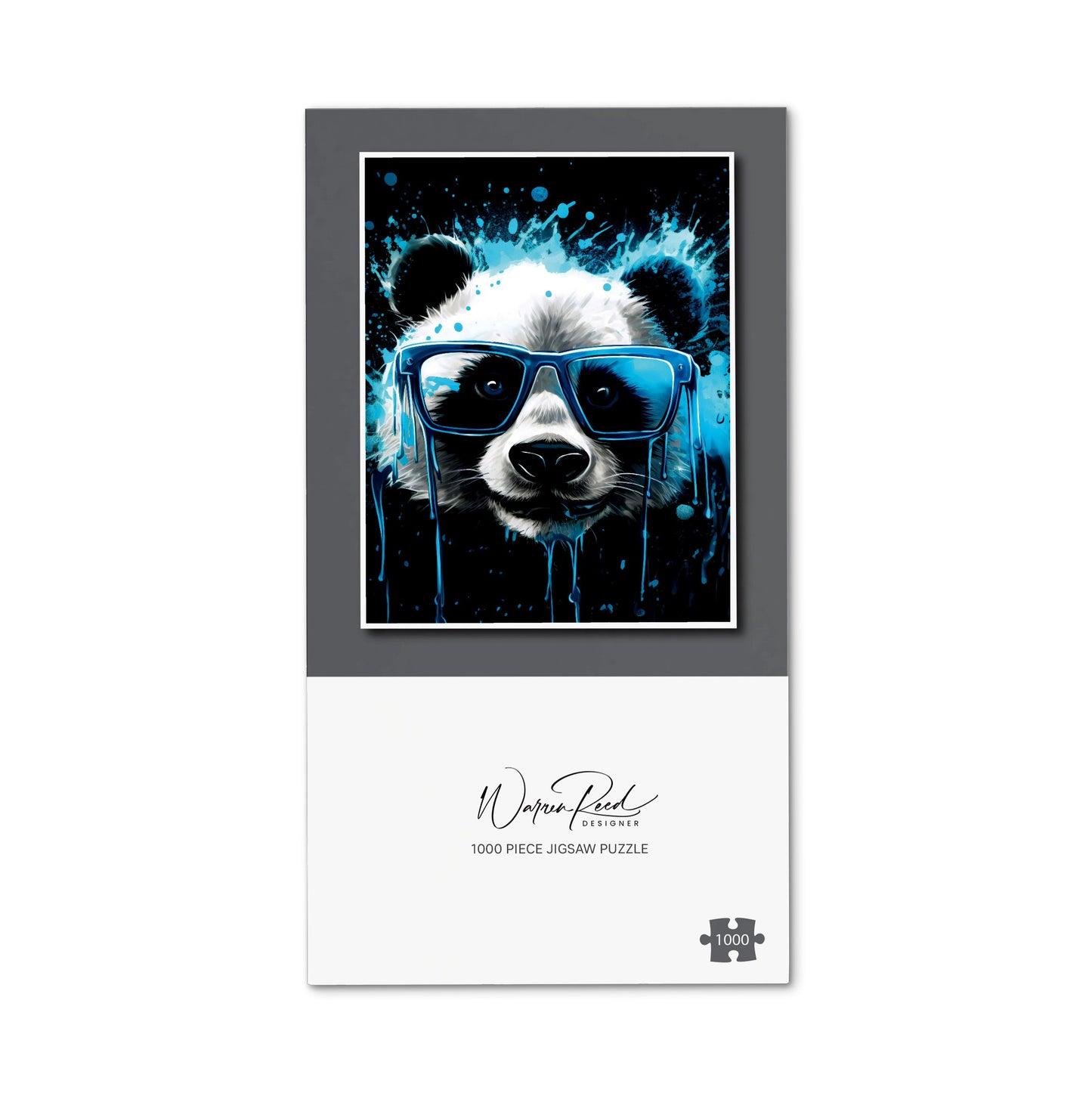 Blue Splashart Panda Face Jigsaw Puzzle