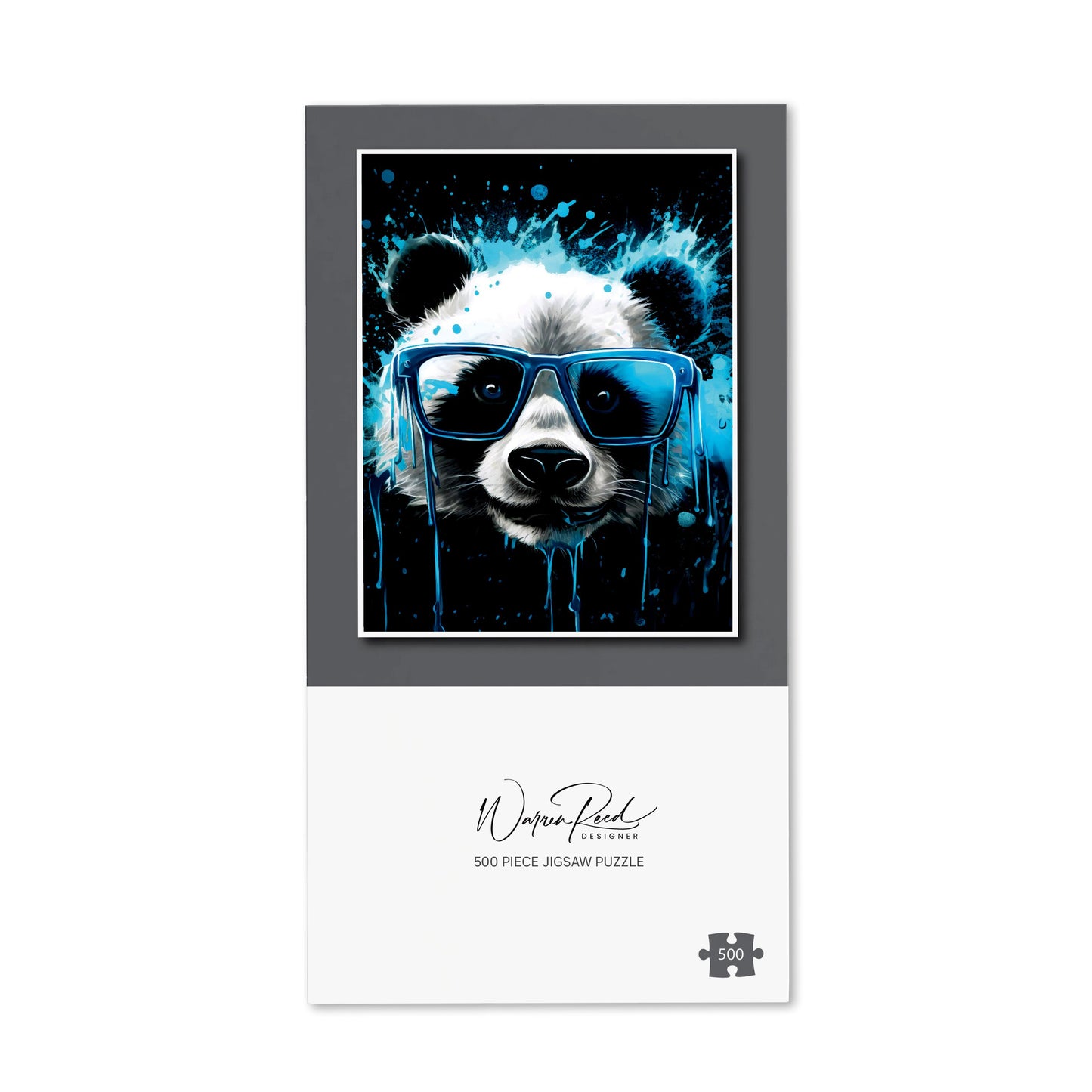 Blue Splashart Panda Face Jigsaw Puzzle