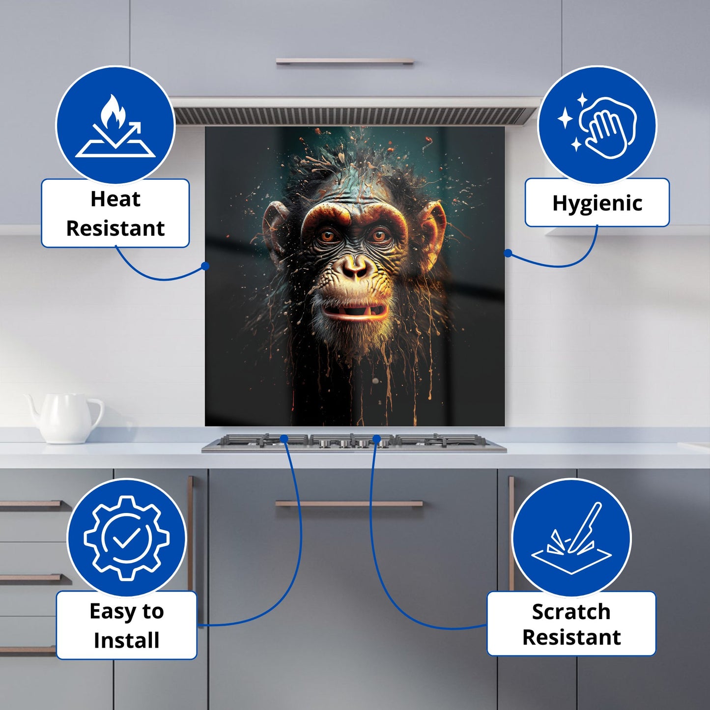 Splashart Monkey Face Kitchen Splashback