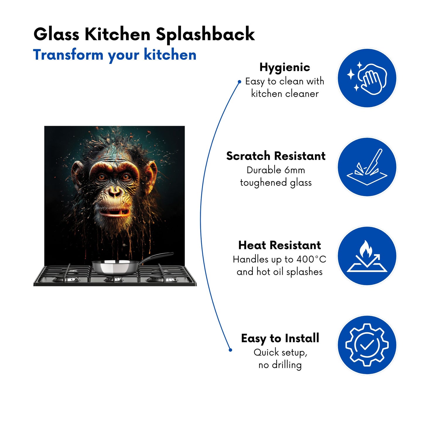 Splashart Monkey Face Kitchen Splashback