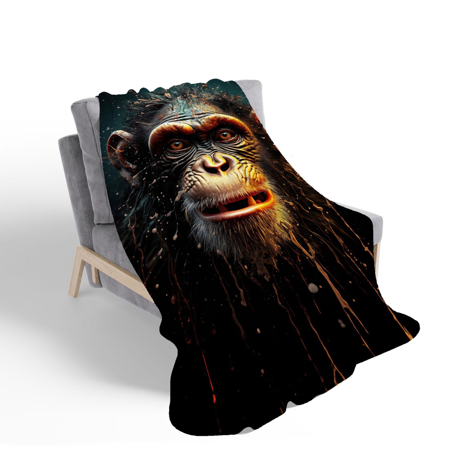 Splashart Monkey Face Sherpa Blanket