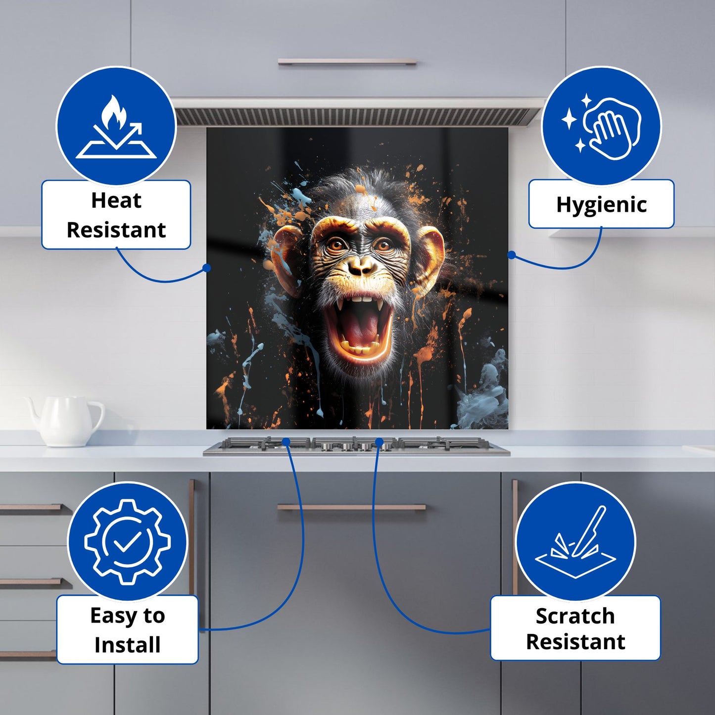 Monkey Face Splashart Kitchen Splashback