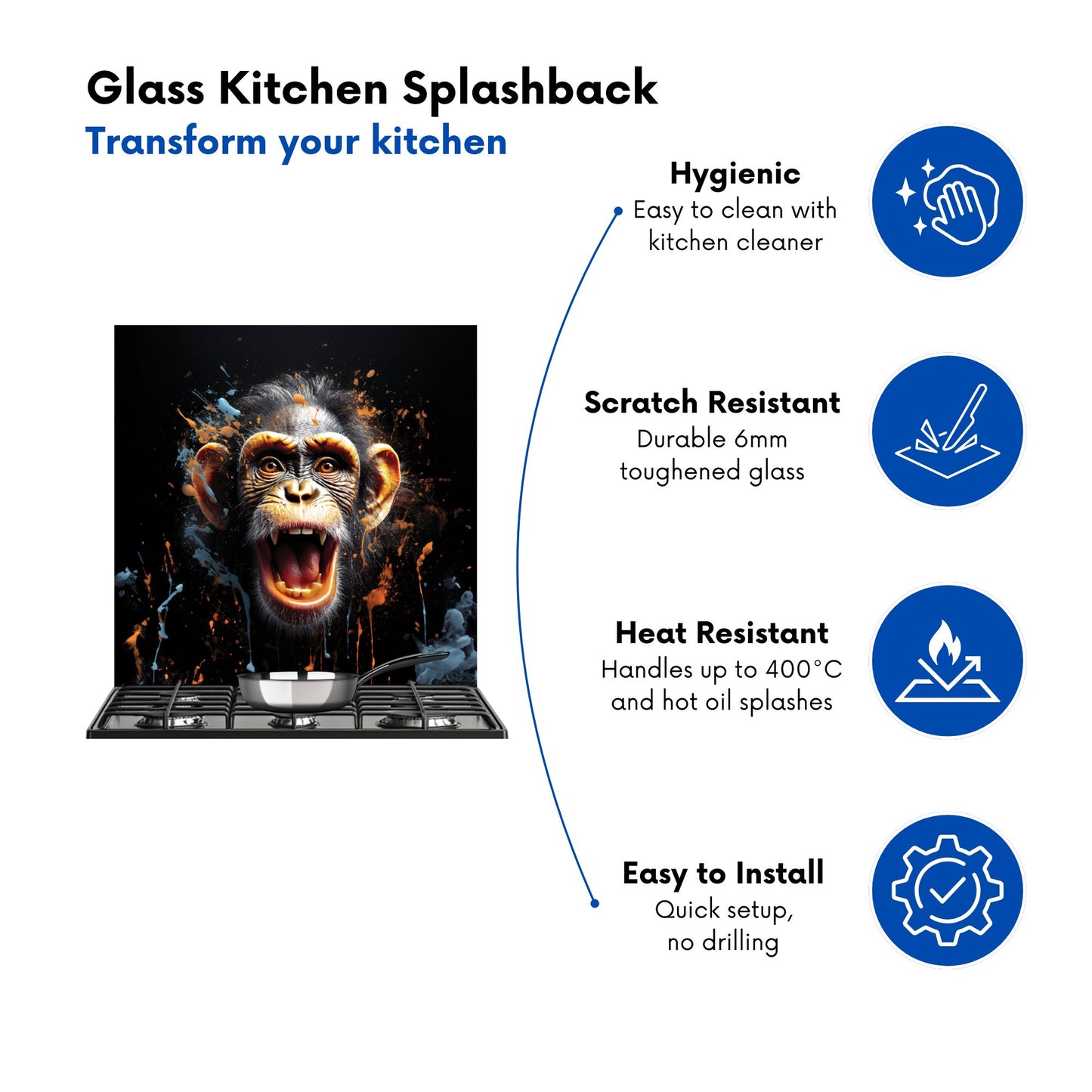 Monkey Face Splashart Kitchen Splashback