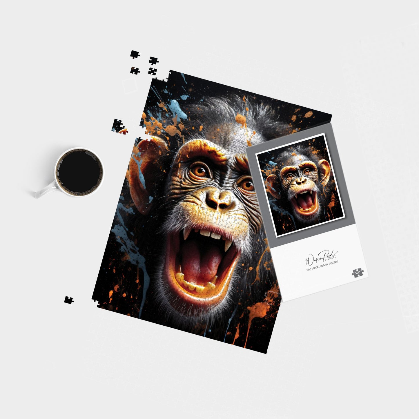 Monkey Face Splashart Jigsaw Puzzle