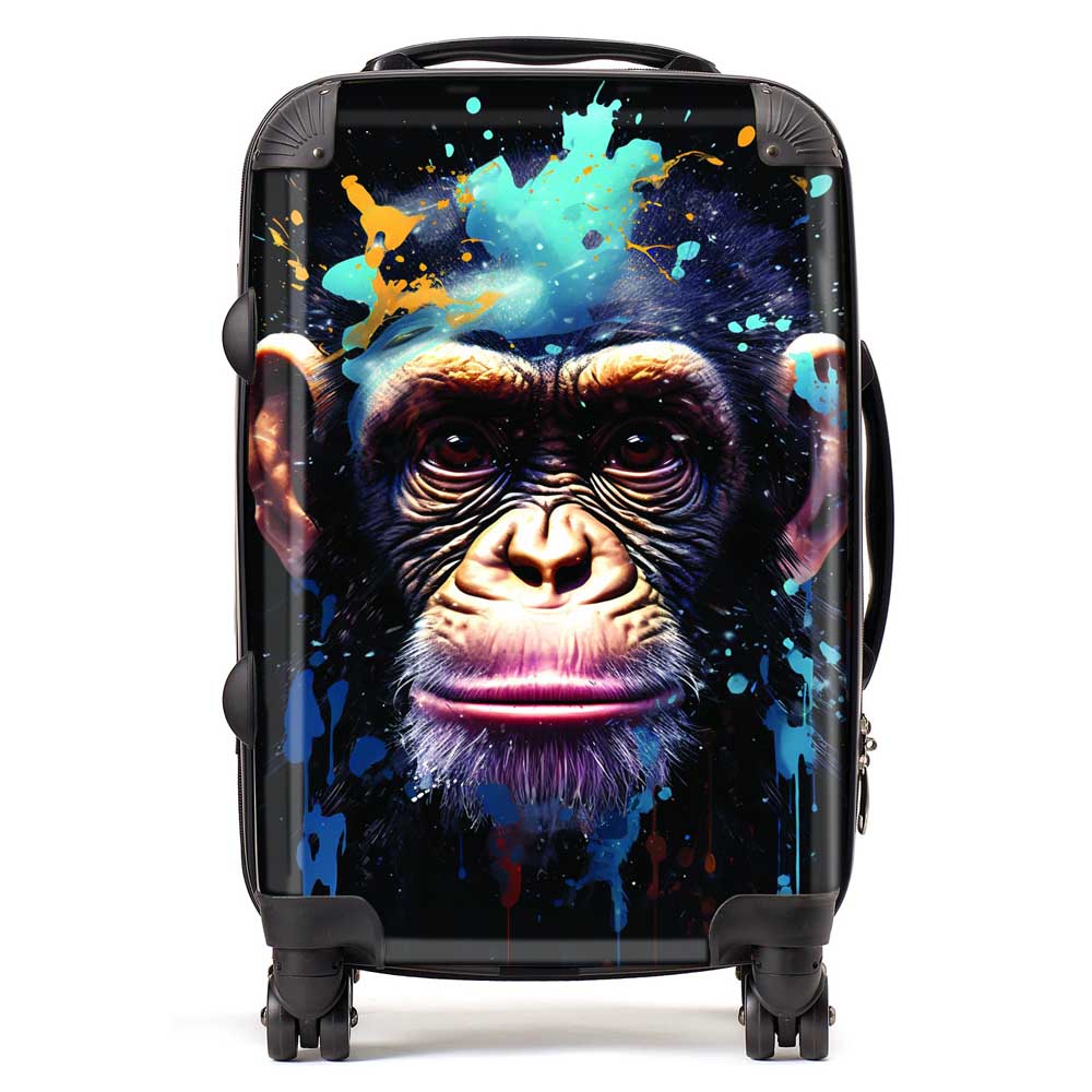Monkey Face Splashart with Blue Suitcase