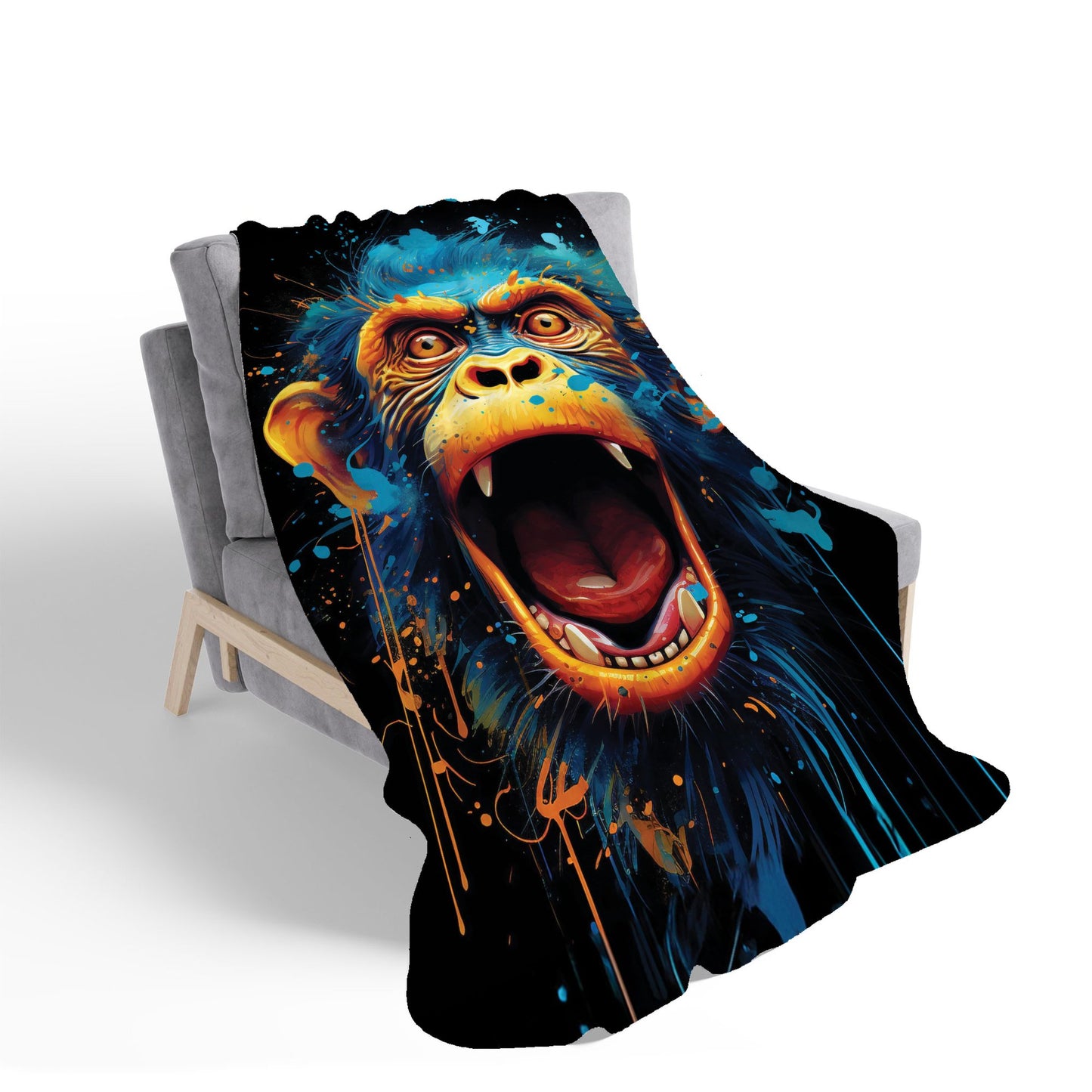 Crazy Monkey face Splashart Sherpa Blanket