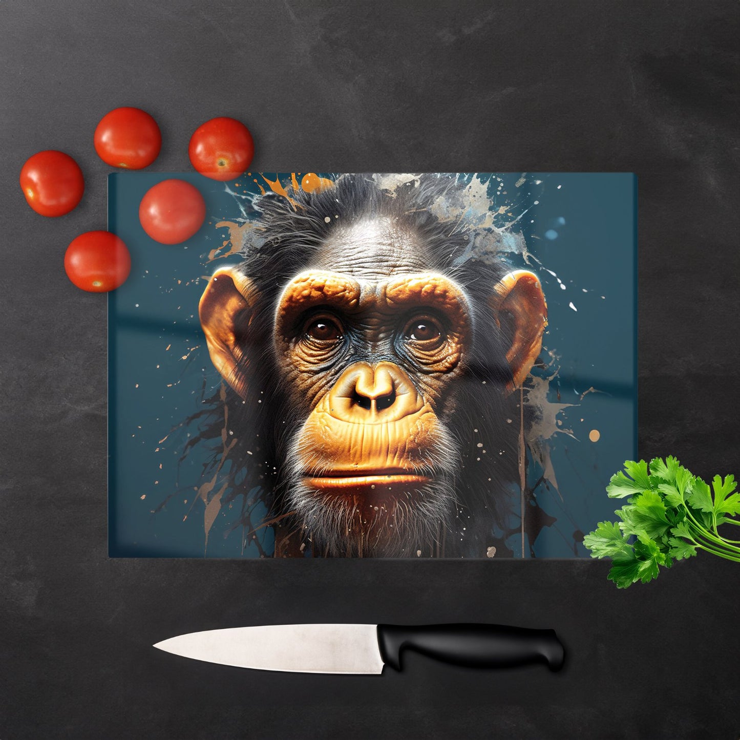 Splashart Realistic Monkey Face Glass Chopping Board