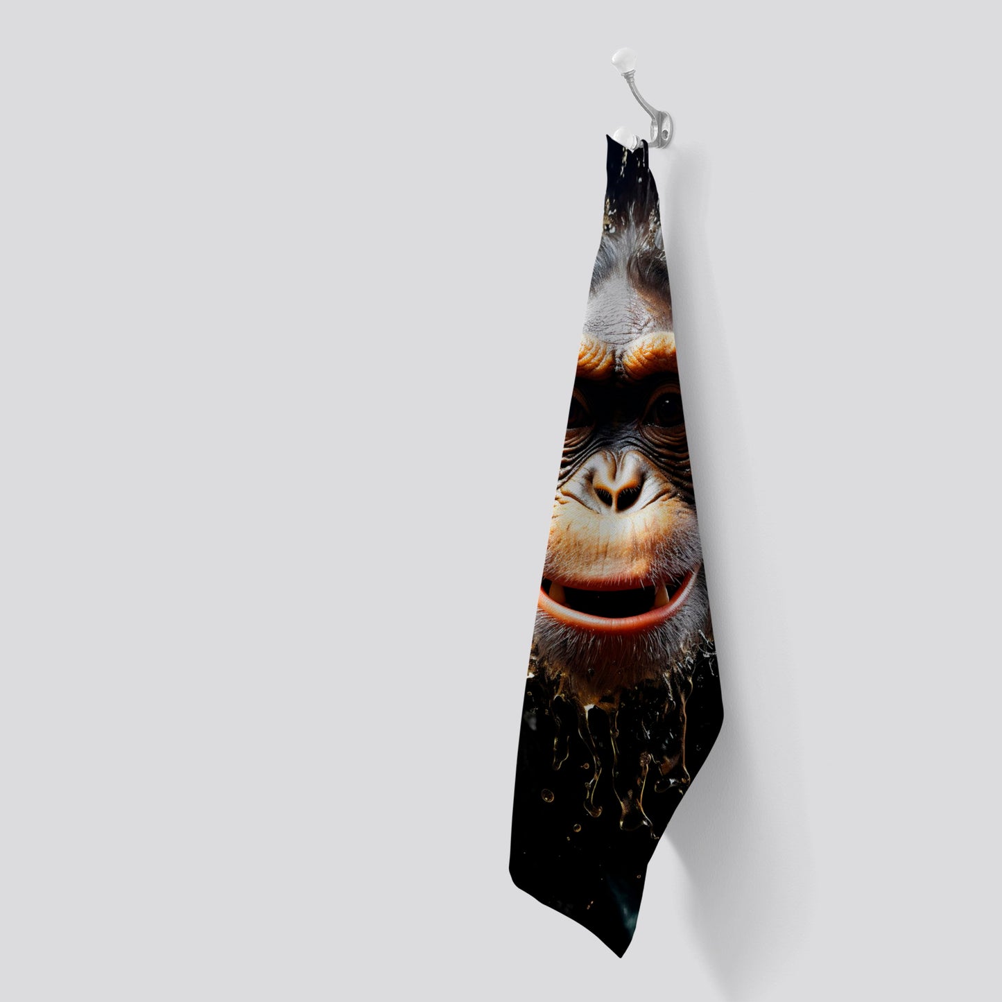 Realistic Monkey Face Splashart Tea Towel