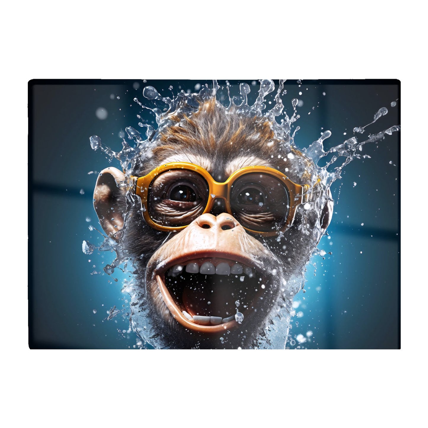 Splashart Cheeky Chimp Face With Glasses Glass Chopping Board