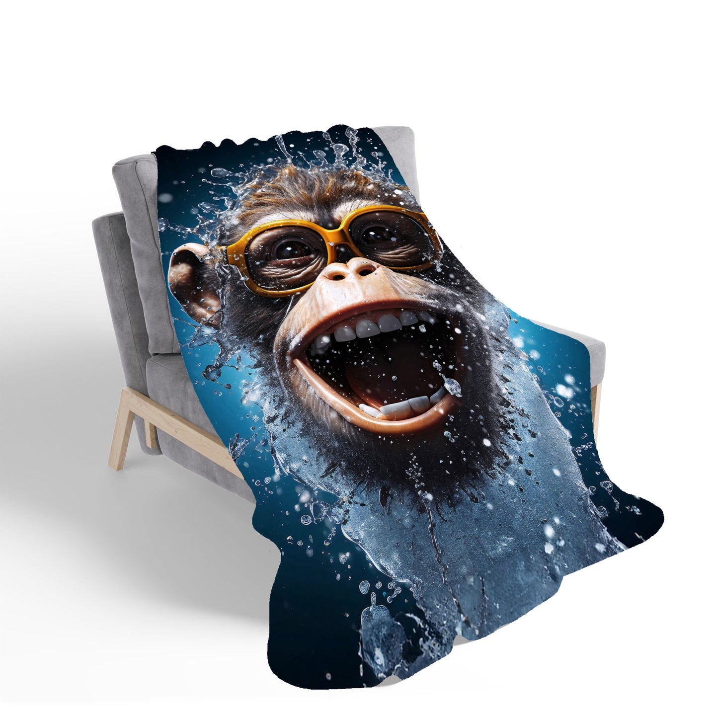 Splashart Cheeky Chimp Face With Glasses Sherpa Blanket