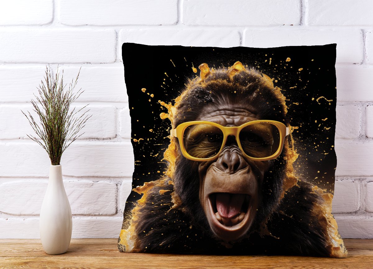 Splashart Monkey Face With Yellow Glasses Cushions