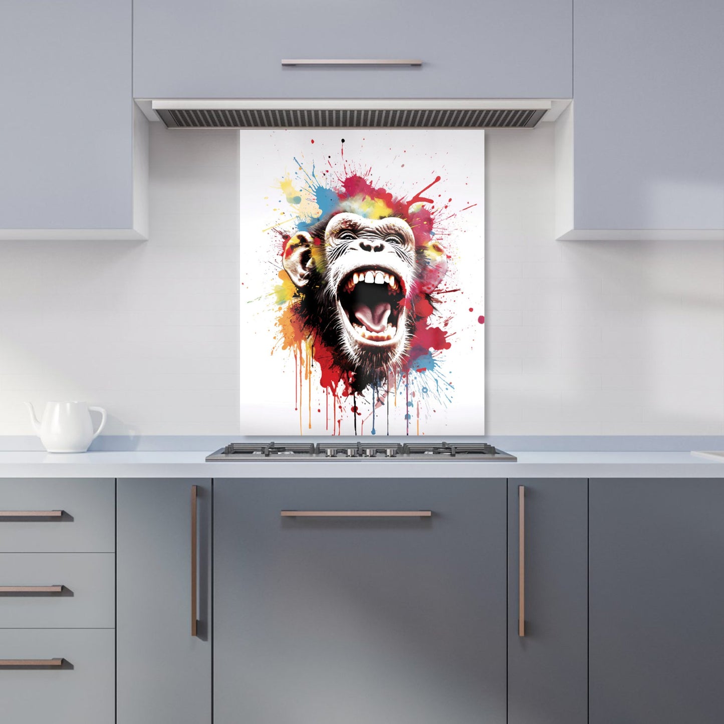 Coloured Splashart Crazy Monkey Face Kitchen Splashback