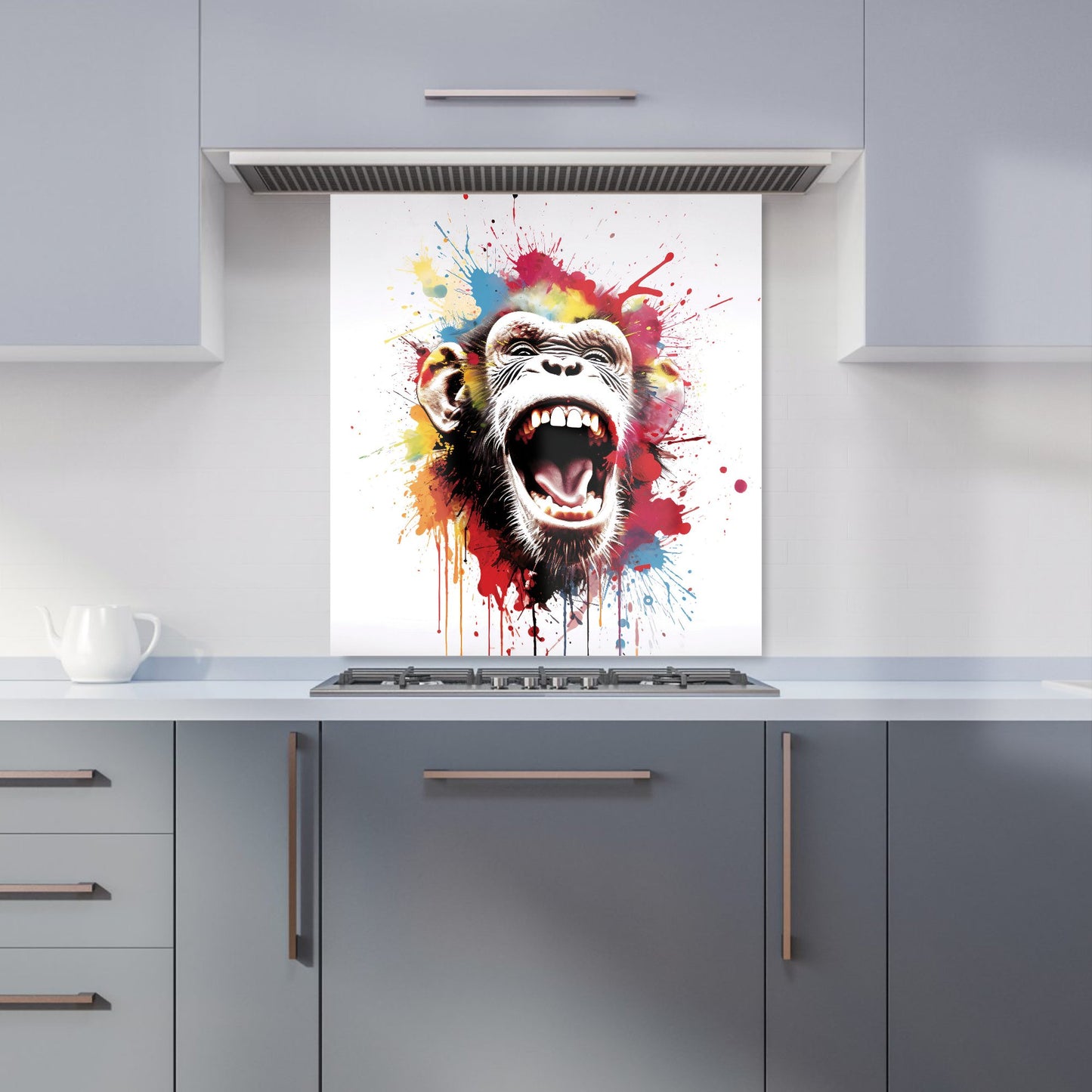 Coloured Splashart Crazy Monkey Face Kitchen Splashback