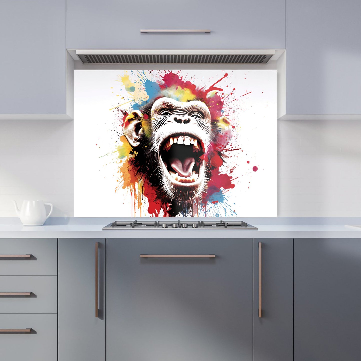 Coloured Splashart Crazy Monkey Face Kitchen Splashback