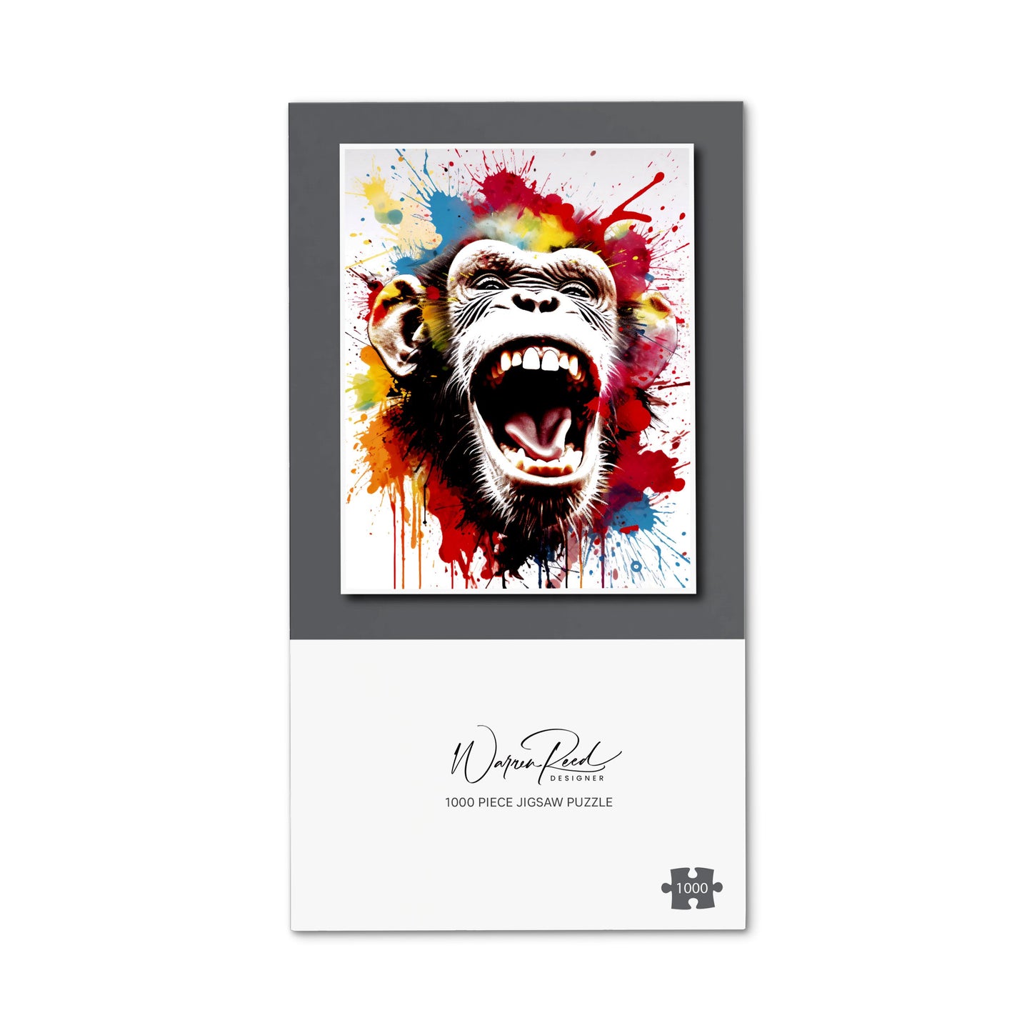Coloured Splashart Crazy Monkey Face Jigsaw Puzzle