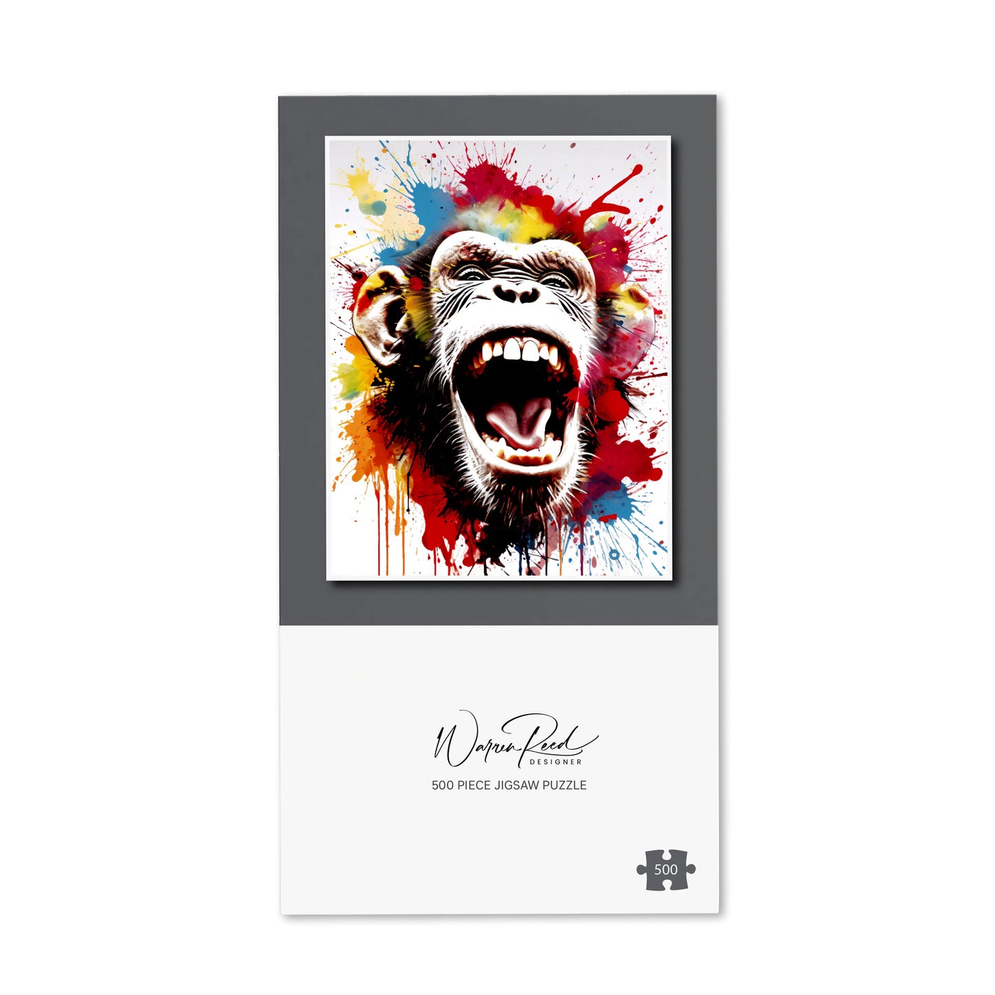 Coloured Splashart Crazy Monkey Face Jigsaw Puzzle