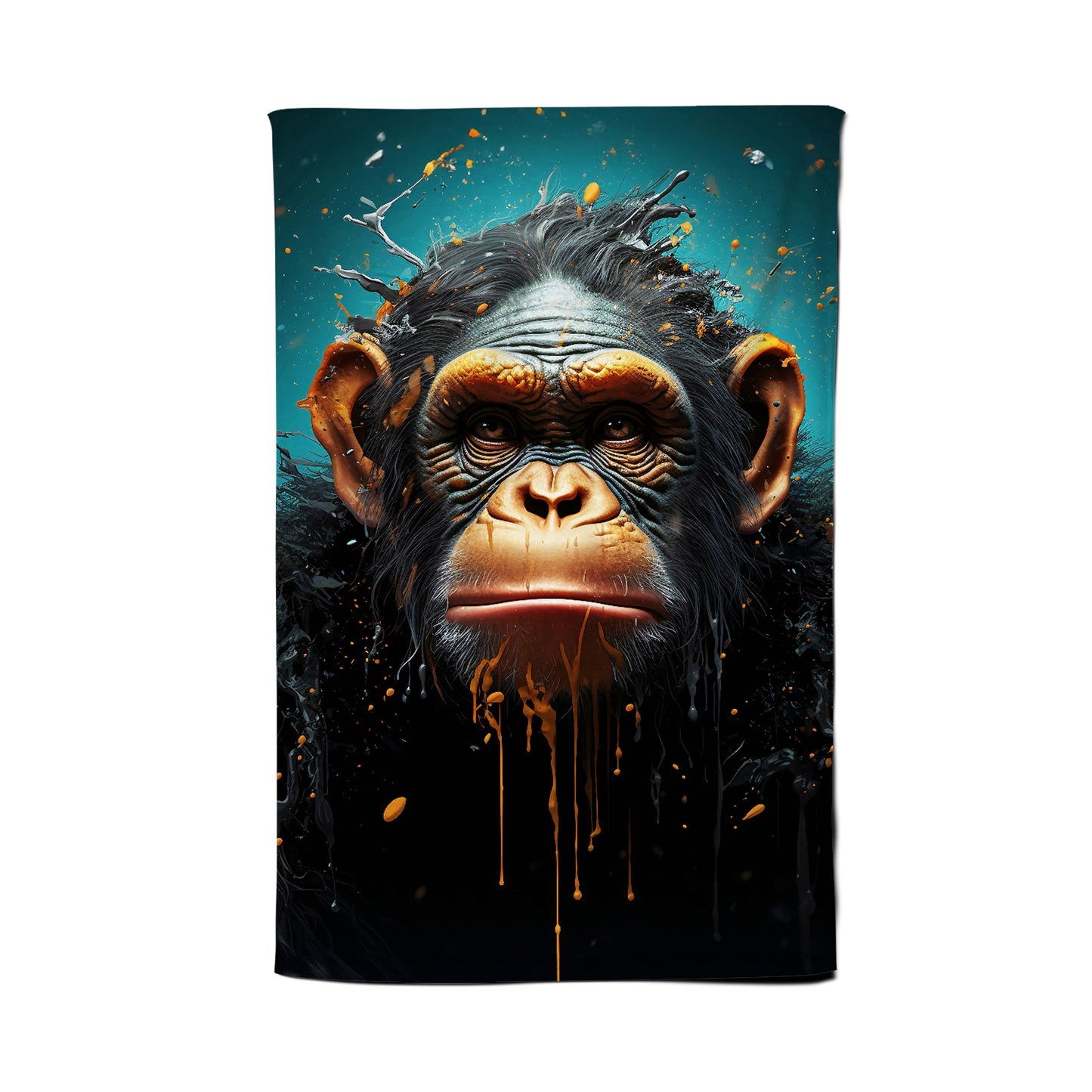 Monkey Face Splashart Blue Tea Towel