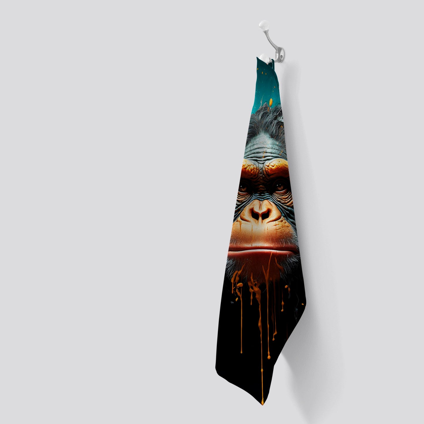 Monkey Face Splashart Blue Tea Towel