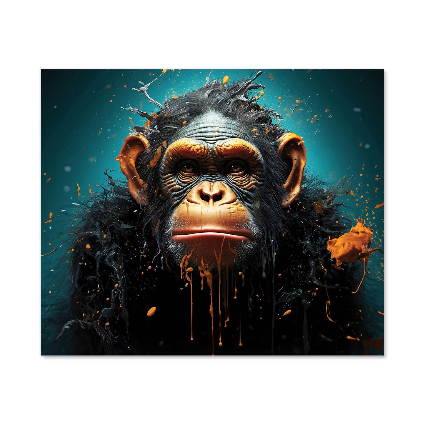 Monkey Face Splashart Blue Kitchen Splashback