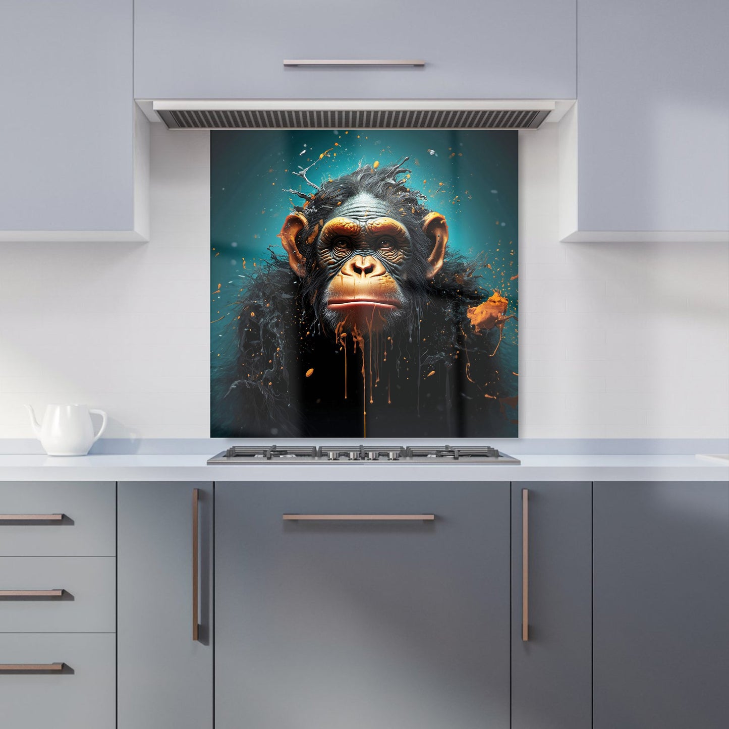 Monkey Face Splashart Blue Kitchen Splashback