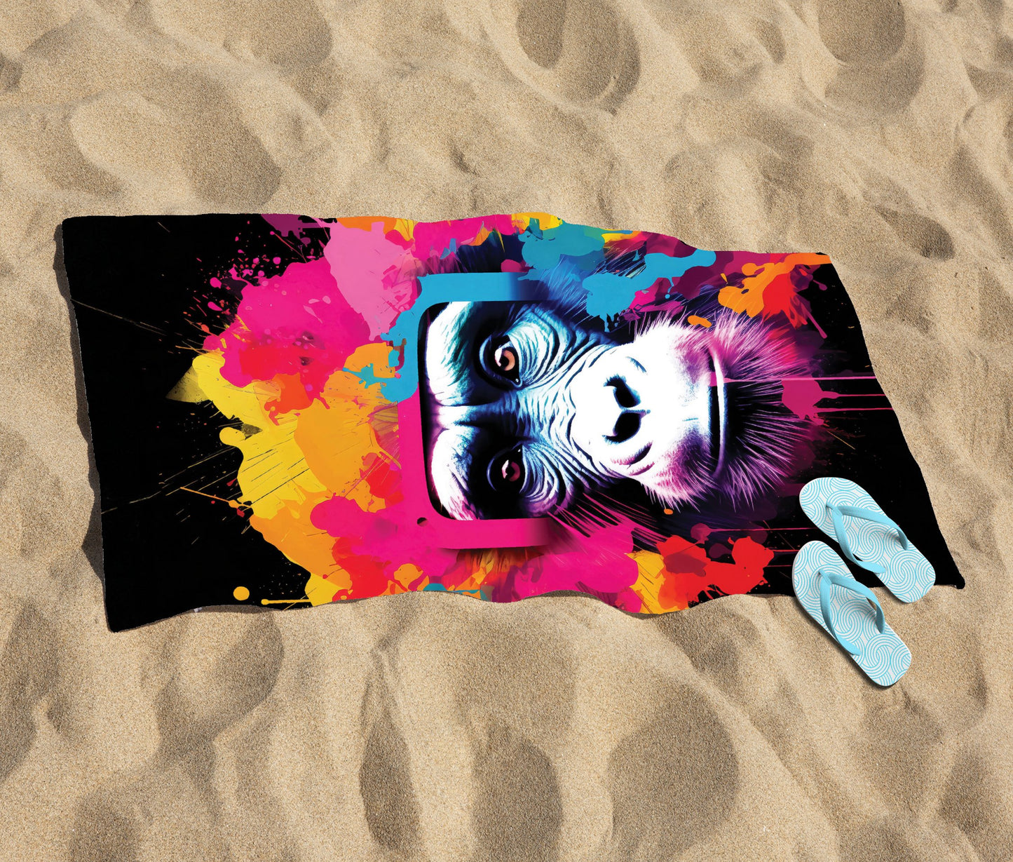 Multi Coloured Monkey Face Beach Towel