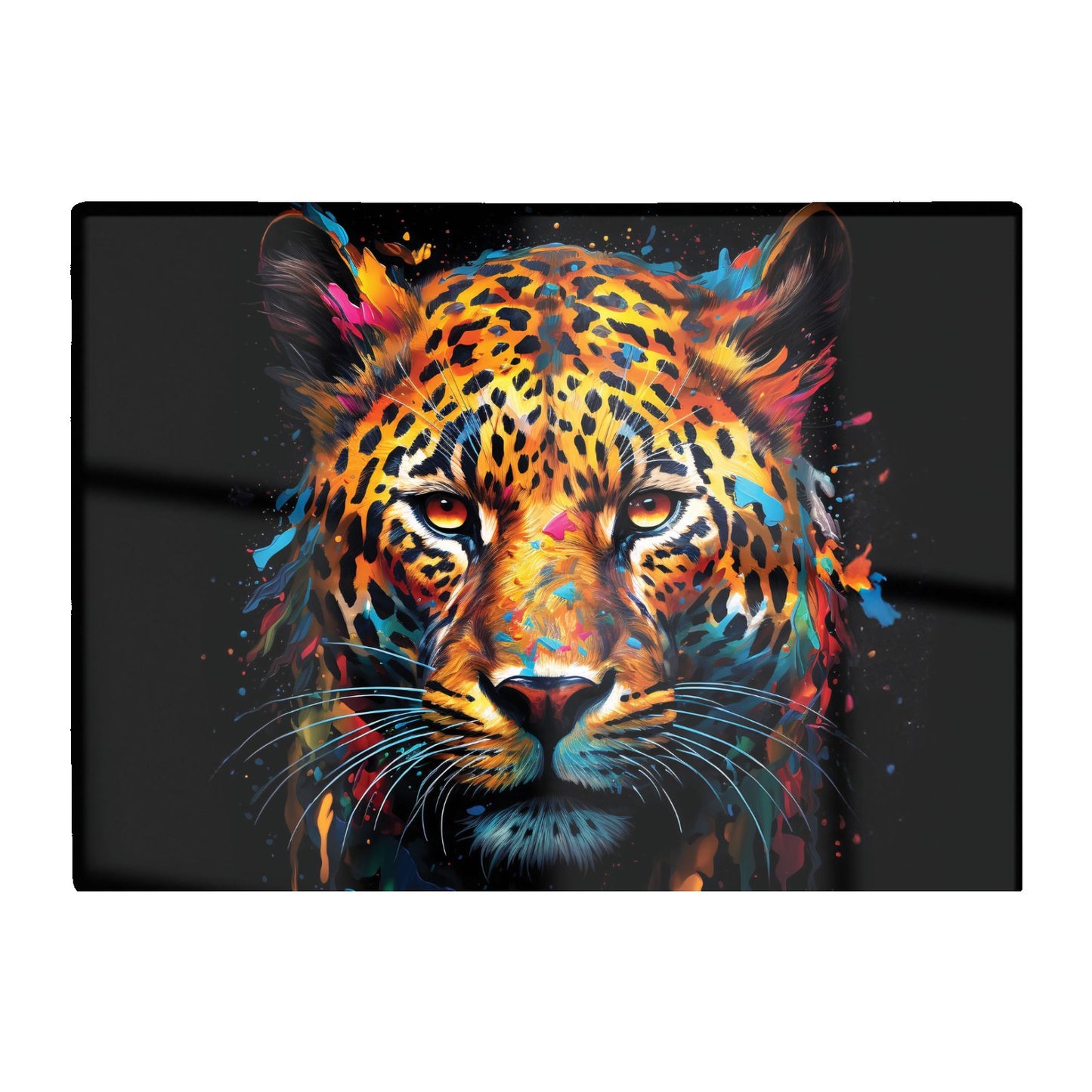 Splashart Leopard Face Glass Chopping Board