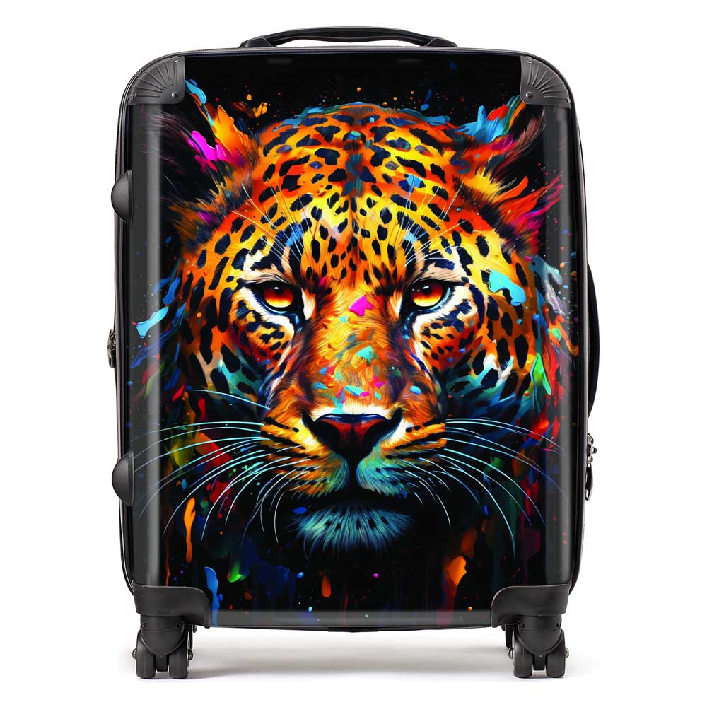 Splashart Leopard Face Suitcase