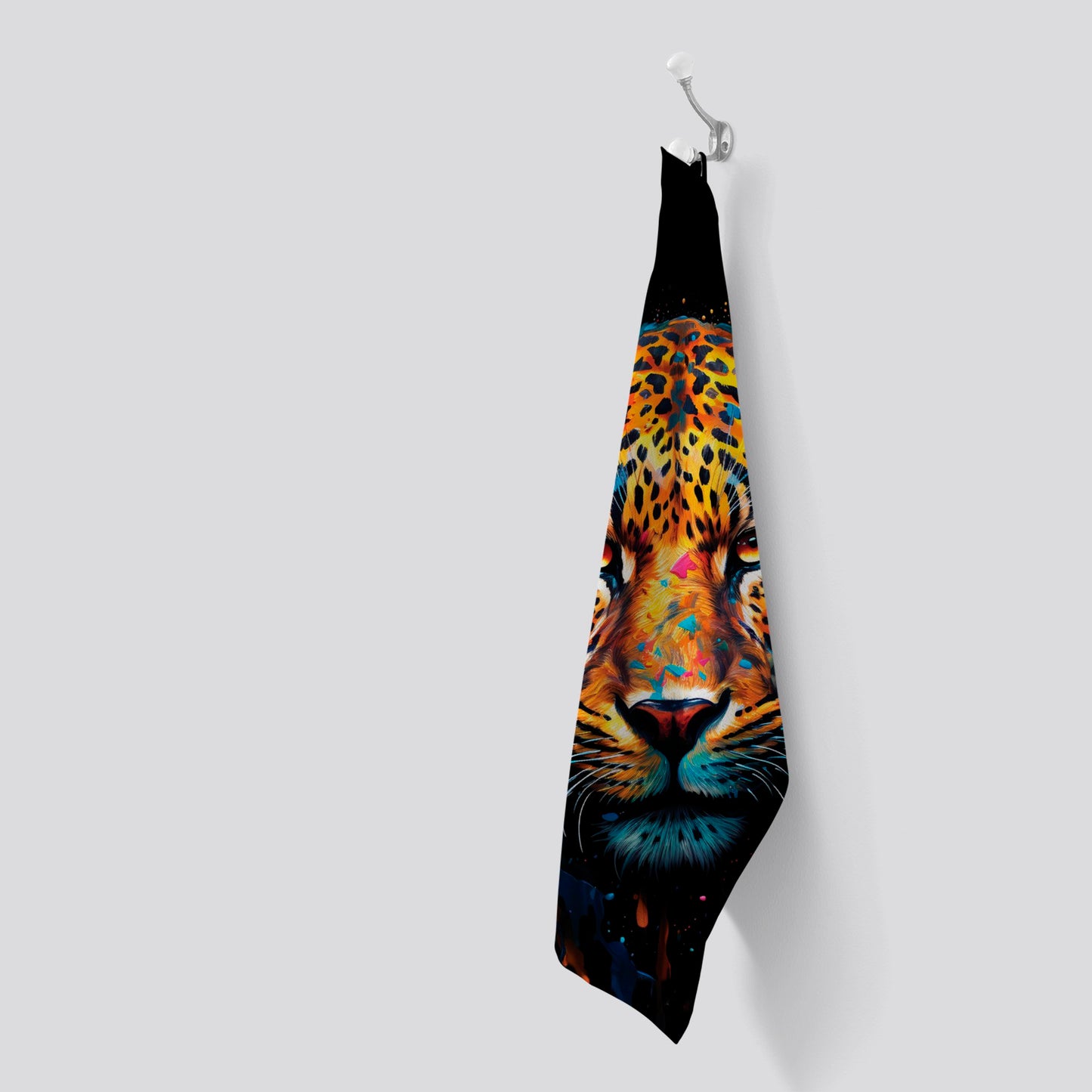 Splashart Leopard Face Tea Towel