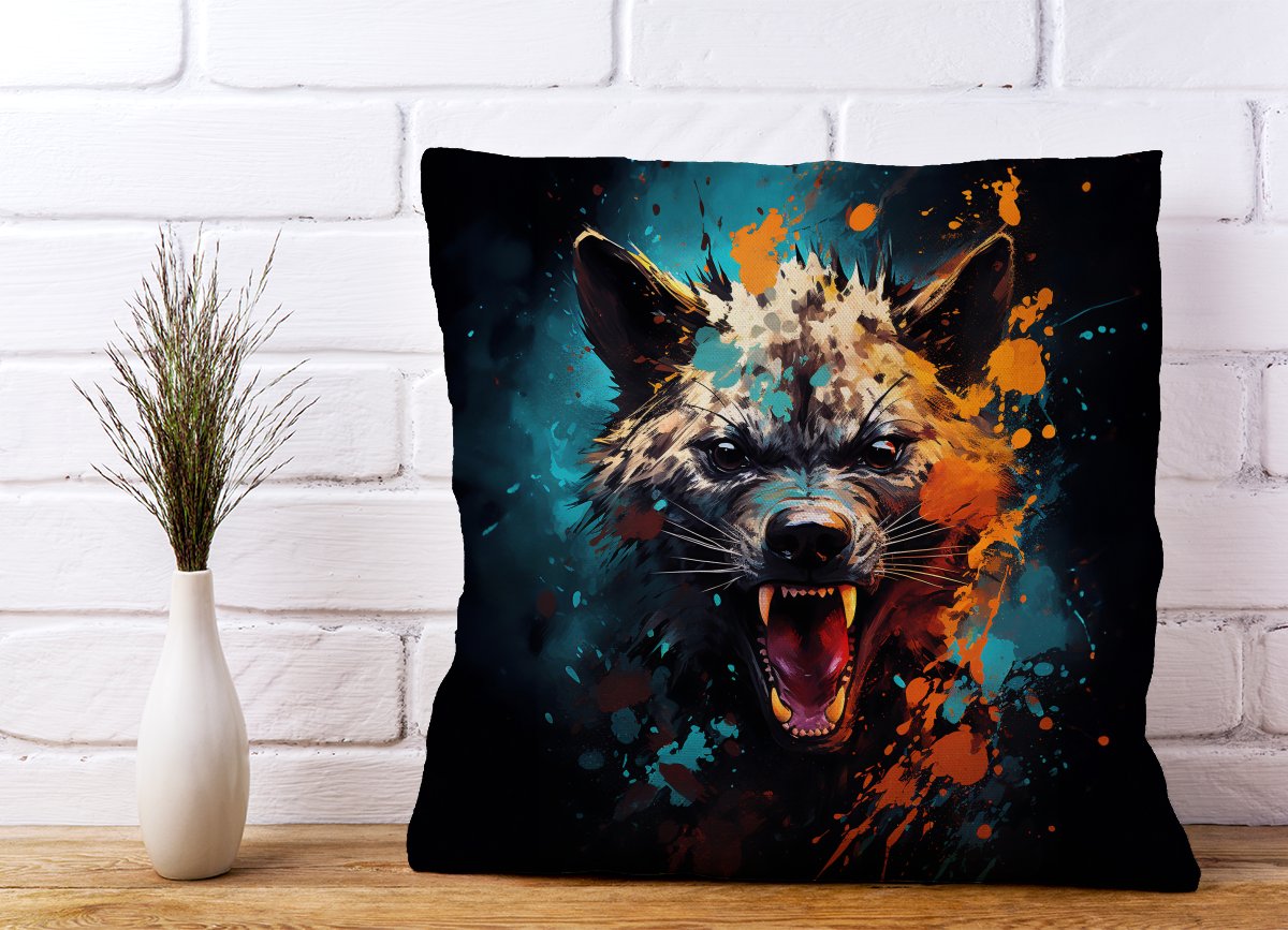 Splashart Angry Hyena Face Cushions