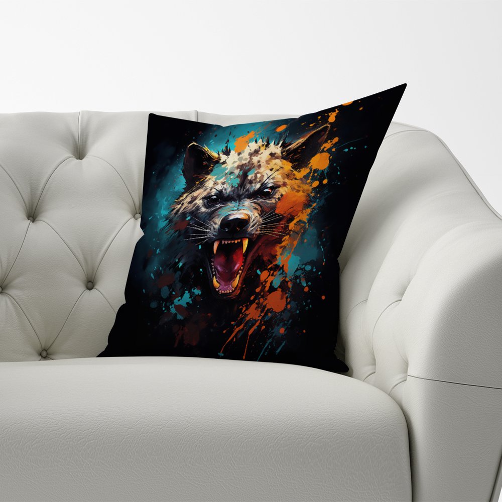Splashart Angry Hyena Face Cushions