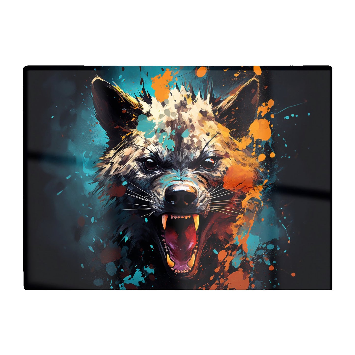 Splashart Angry Hyena Face Glass Chopping Board
