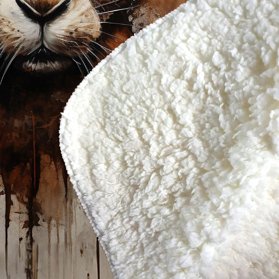 Watercolour Hare Face Sherpa Blanket