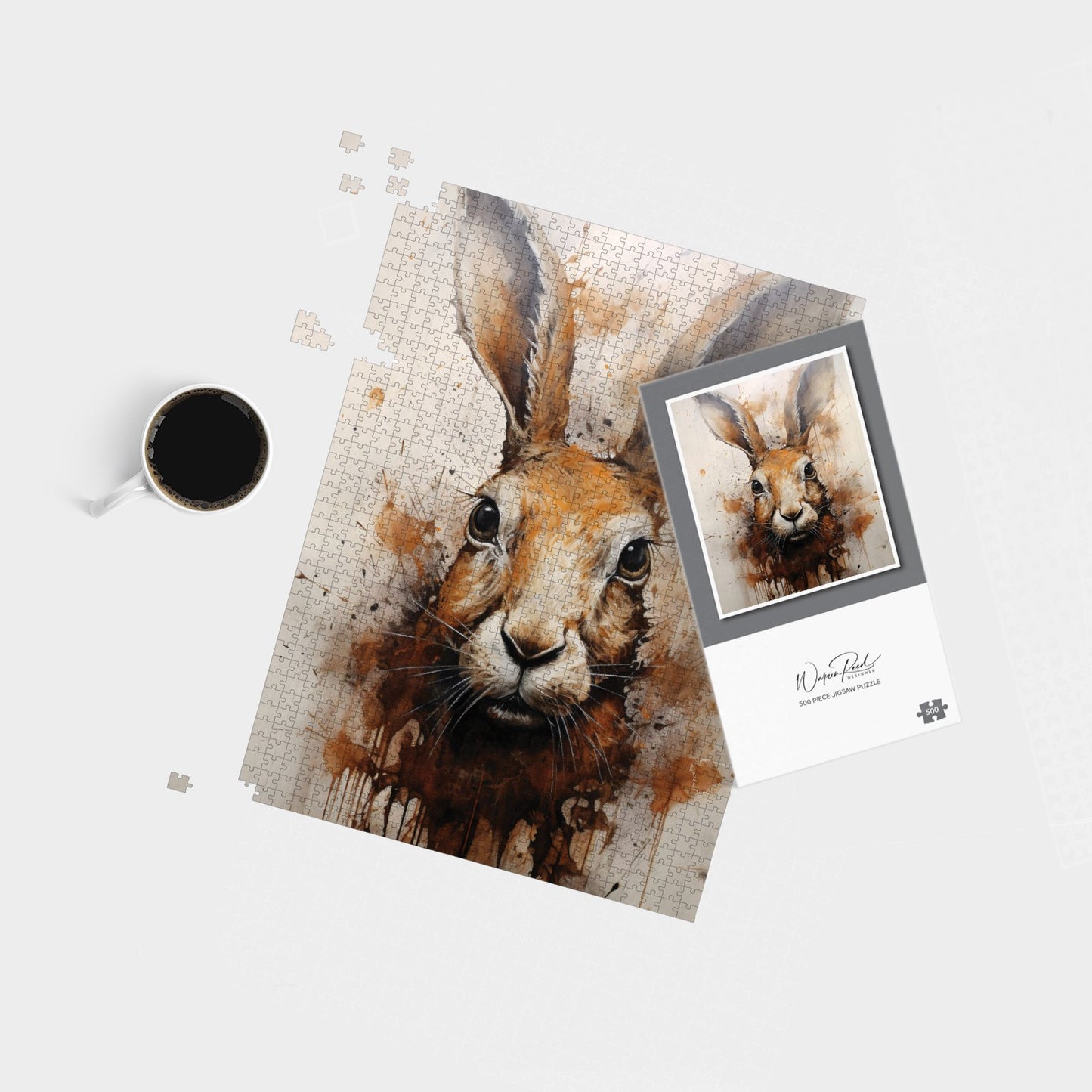 Watercolour Hare Face Jigsaw Puzzle