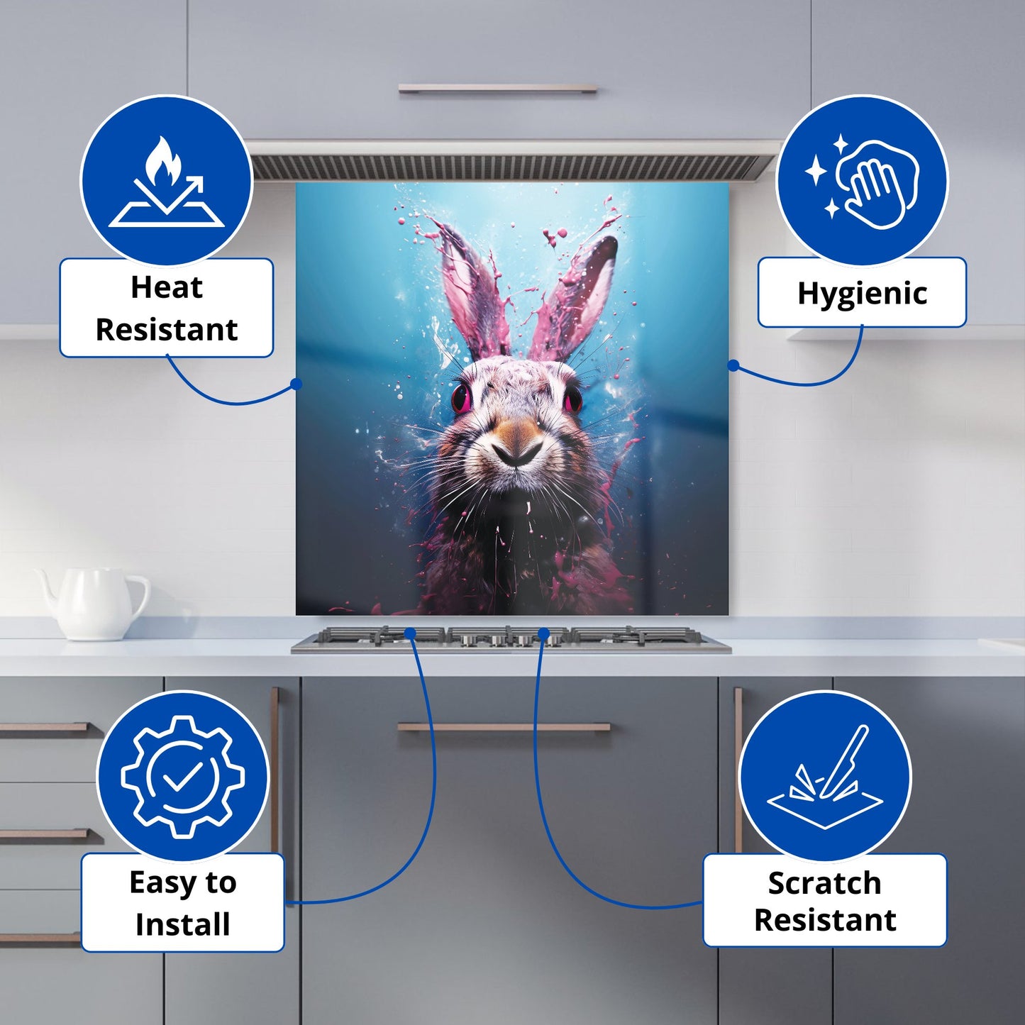 Rabbit Face Splashart Kitchen Splashback