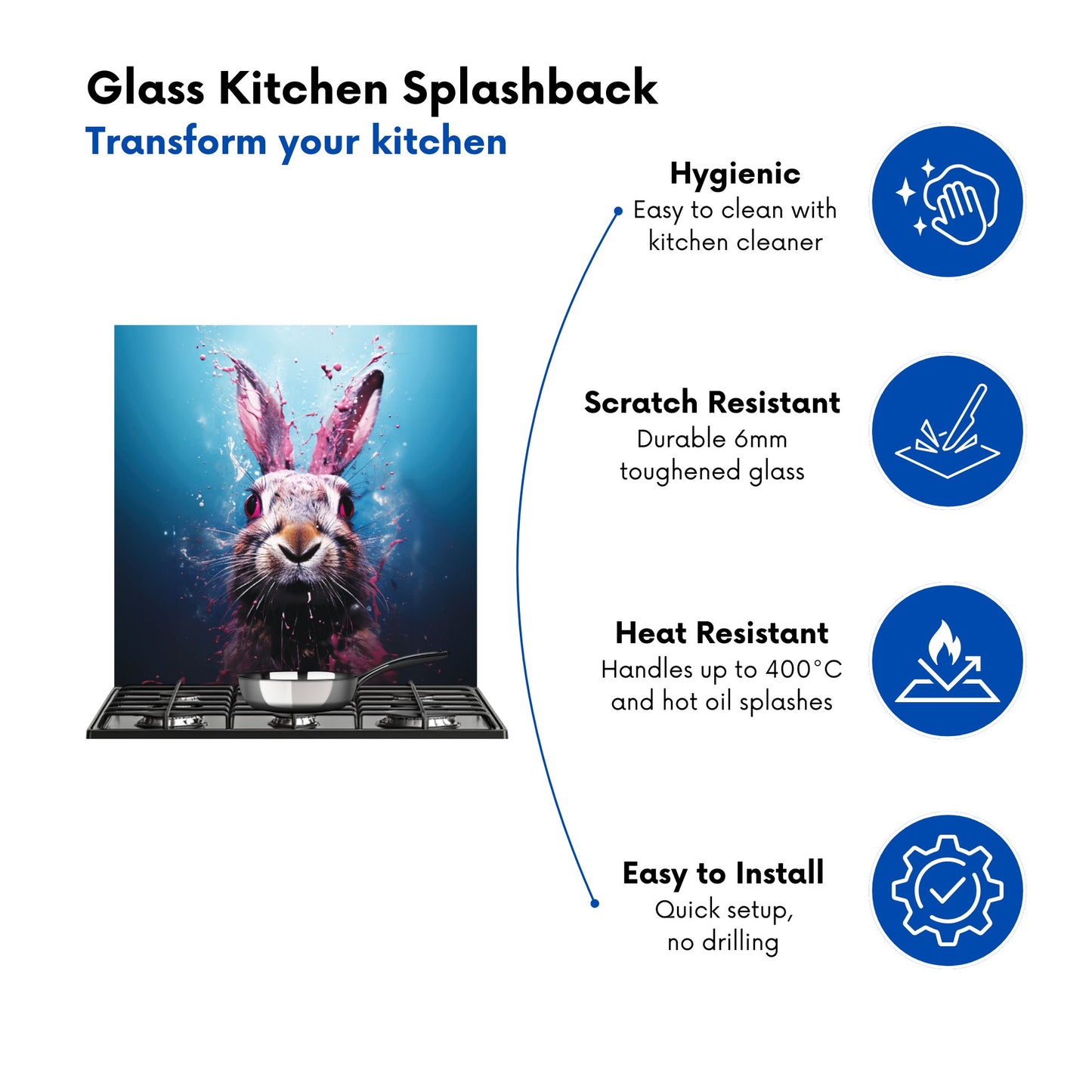 Rabbit Face Splashart Kitchen Splashback