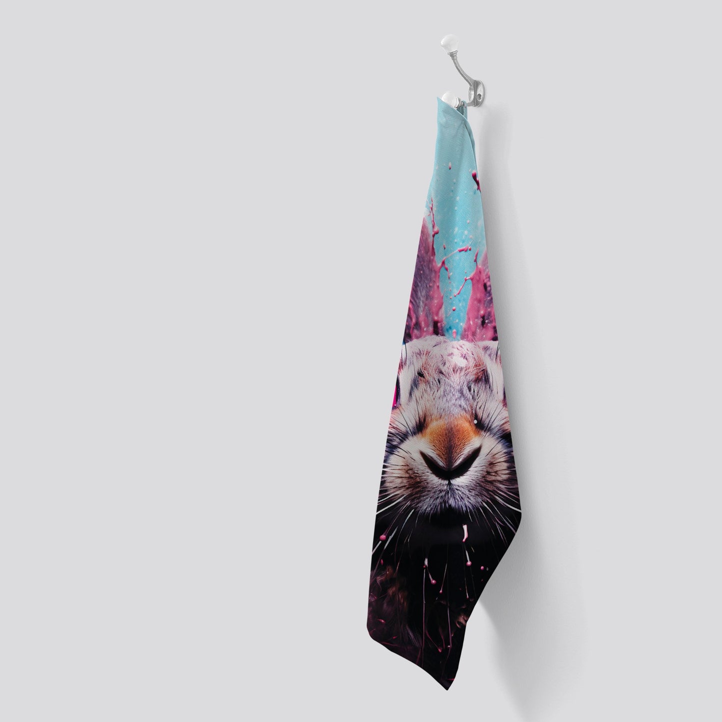 Rabbit Face Splashart Tea Towel